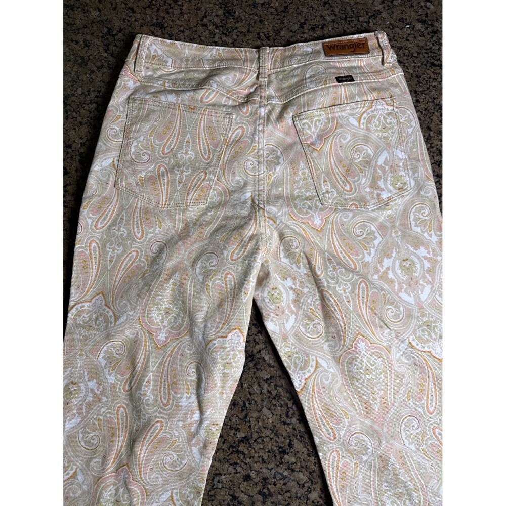 Wrangler High Rise Fierce Flare Jeans Paisley Print Boho Retro Pants 28x30 - Picture 7 of 7